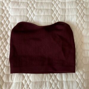 Dark red ribbed tube top
